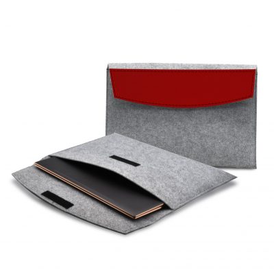 Feltro Collection Upcycled Felt and Leather Two Tone 15" Laptop Sleeve