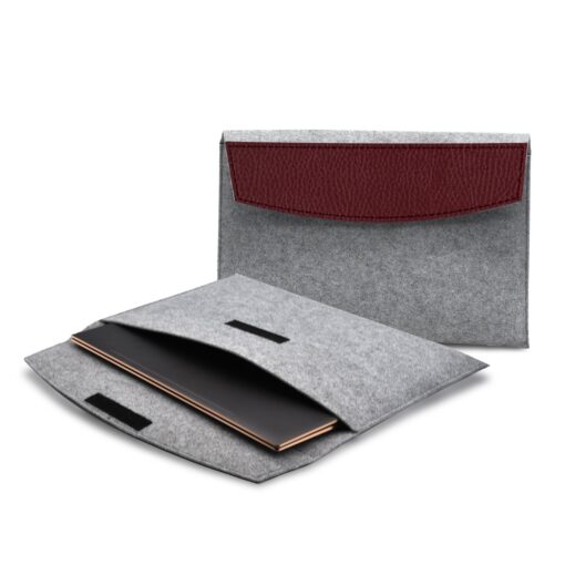 Feltro Collection Upcycled Felt and Leather Two Tone 15" Laptop Sleeve-6