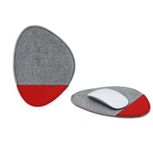 Feltro Collection Upcycled Felt and Leather Two Tone Pebble shape mouse pad-4