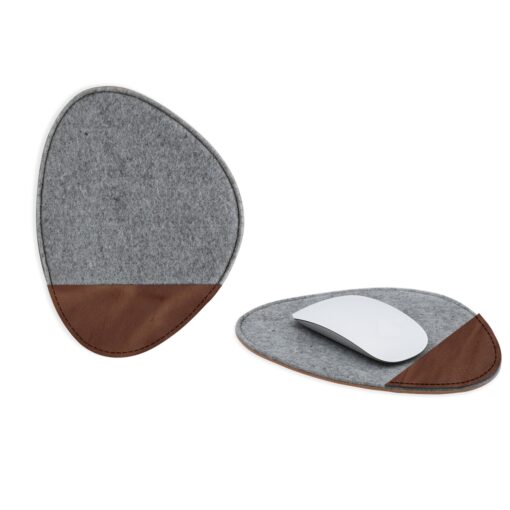 Feltro Collection Upcycled Felt and Leather Two Tone Pebble shape mouse pad-6