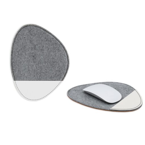 Feltro Collection Upcycled Felt and Leather Two Tone Pebble shape mouse pad-7
