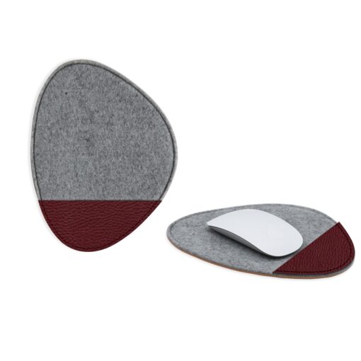 Feltro Collection Upcycled Felt and Leather Two Tone Pebble shape mouse pad-8
