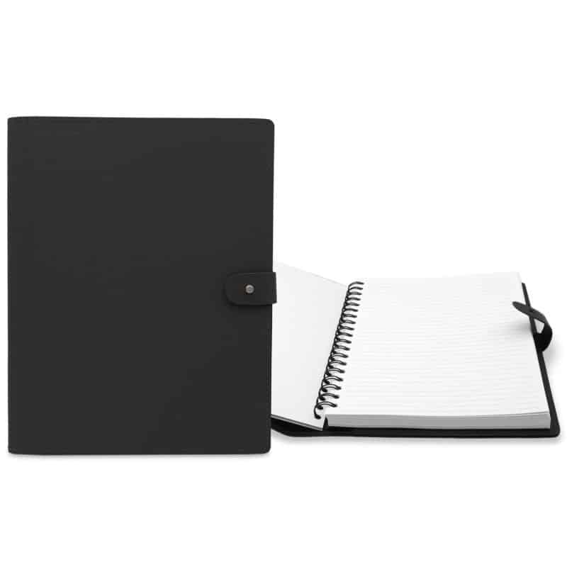 Custom 7" x 10" Madison Avenue Leather Spiral Slip-in Refillable Journal Notebook - 1