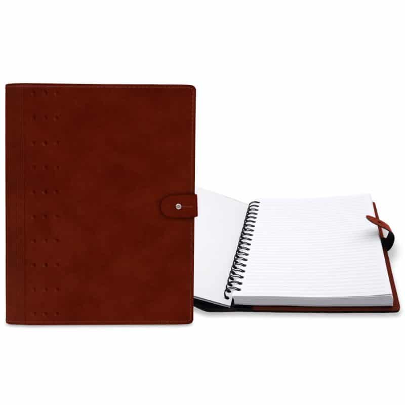 Custom 7" x 10" Madison Avenue Leather Spiral Slip-in Refillable Journal Notebook - 3