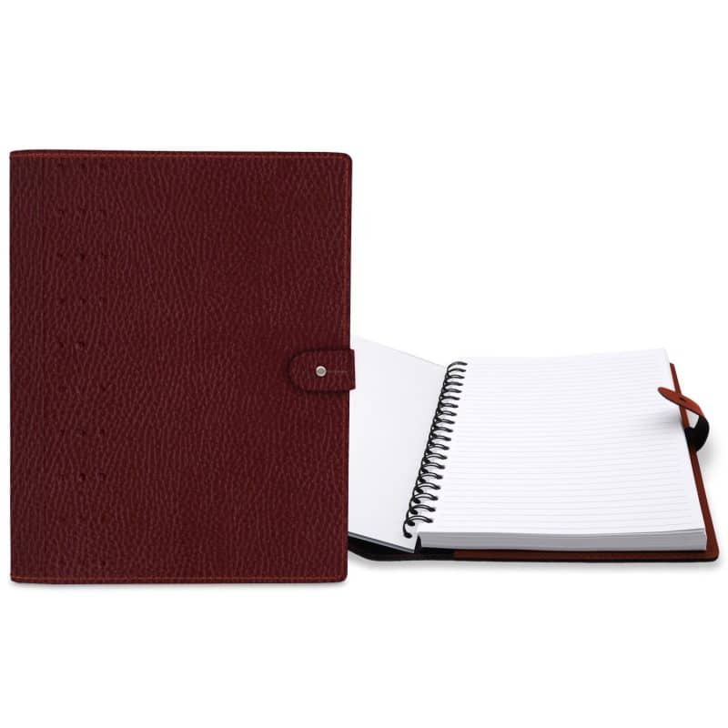 Custom 7" x 10" Madison Avenue Leather Spiral Slip-in Refillable Journal Notebook - 5