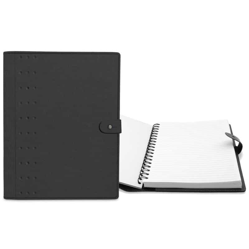 Custom 7" x 10" Madison Avenue Leather Spiral Slip-in Refillable Journal Notebook - 6