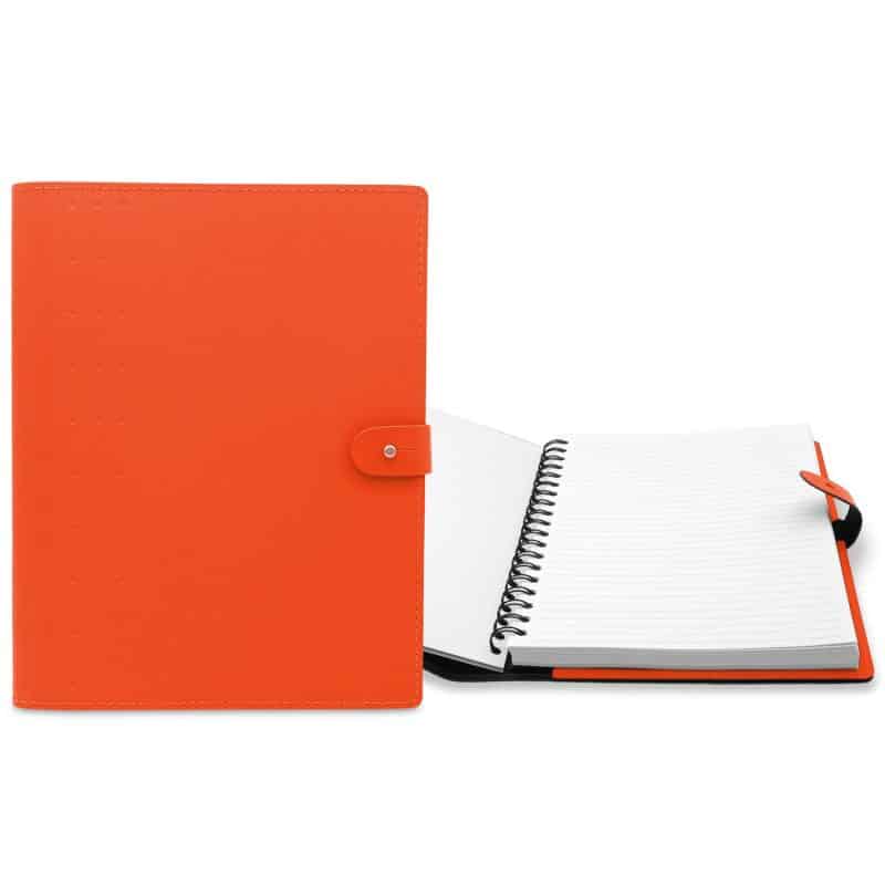 Custom 7" x 10" Madison Avenue Leather Spiral Slip-in Refillable Journal Notebook - 8