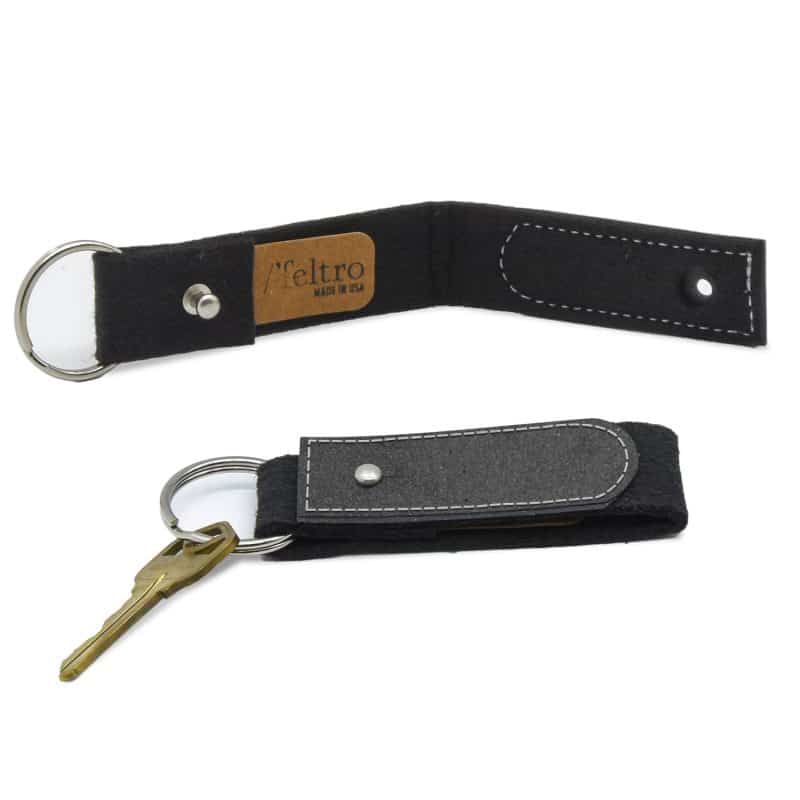 Custom Black Felt Key Ring with Leather - 6