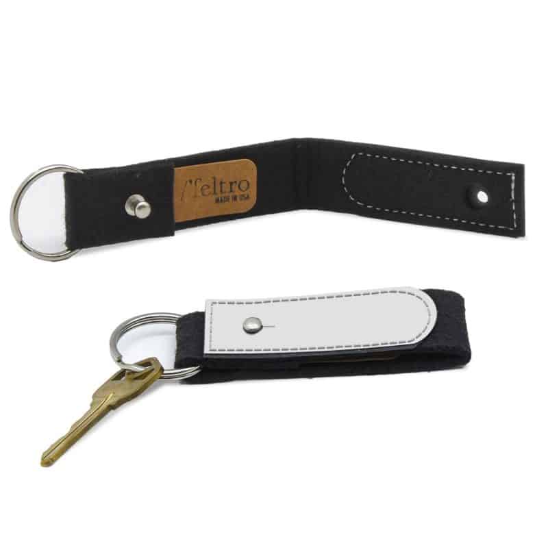 Custom Black Felt Key Ring with Leather - 8