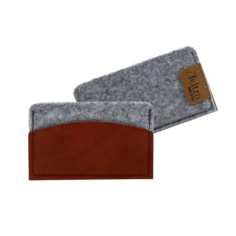 Custom Feltro Collection Brief Leather and Felt Business Card Holder - 3