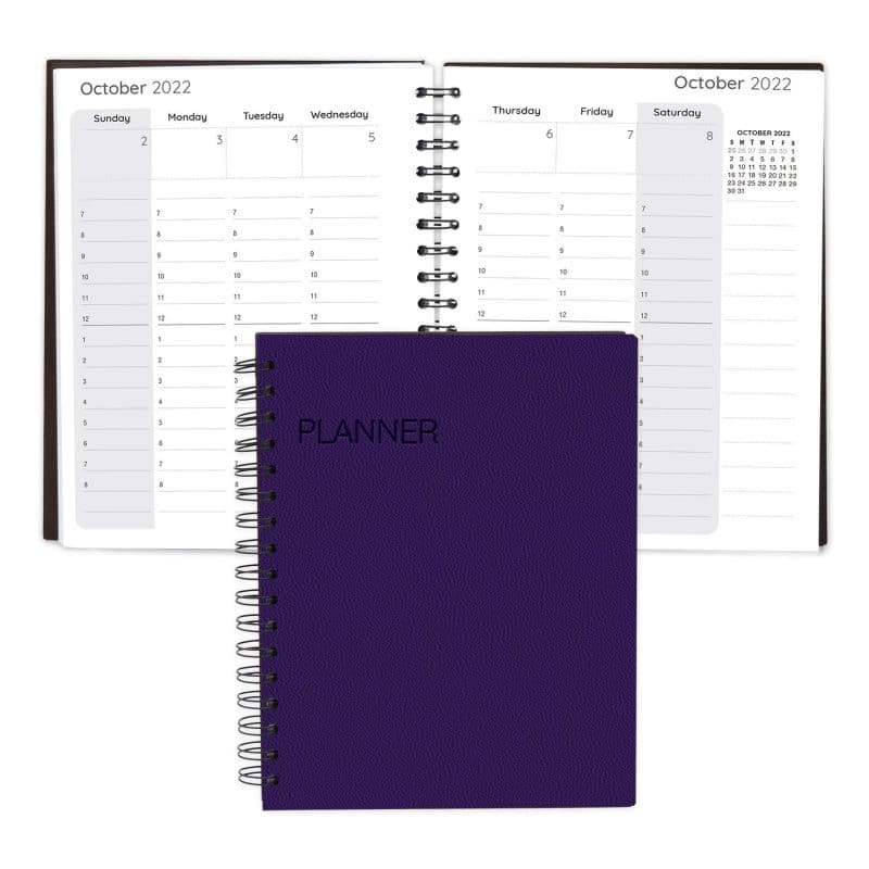 Custom Senzabrite Faux Leather Spiral Weekly Planner Notebook - 8